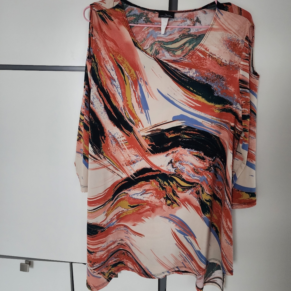 caribe swimming tunic dress Abstract Print Women's Dress Xl pit to pit 22".